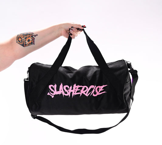 PINK SLASHERCISE GYM BAG w/ KNIFE KEYCHAIN